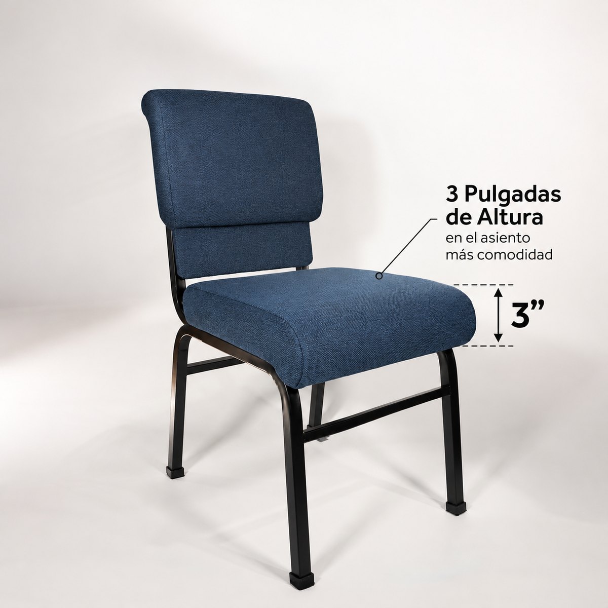 Silla para iglesia o auditorio Oxford Confort, vista de tres cuartos
