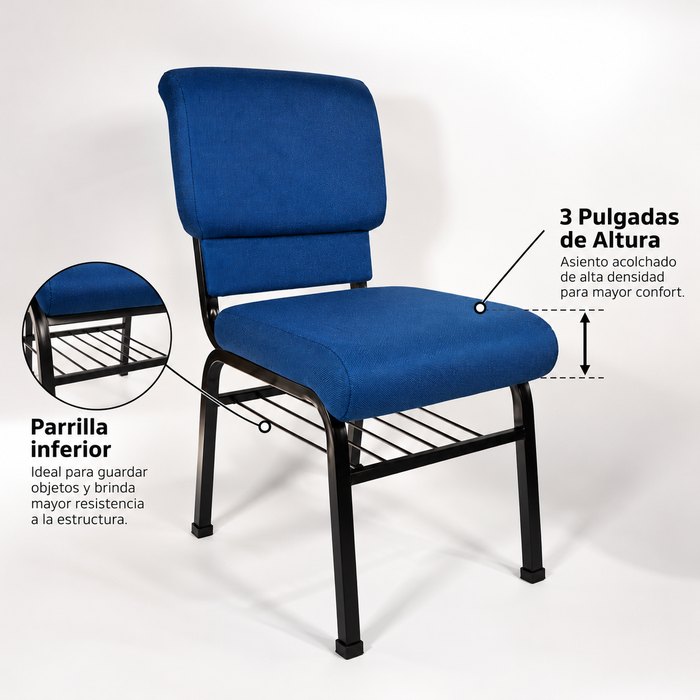 Silla para iglesia o auditorio Oxford con Parrilla